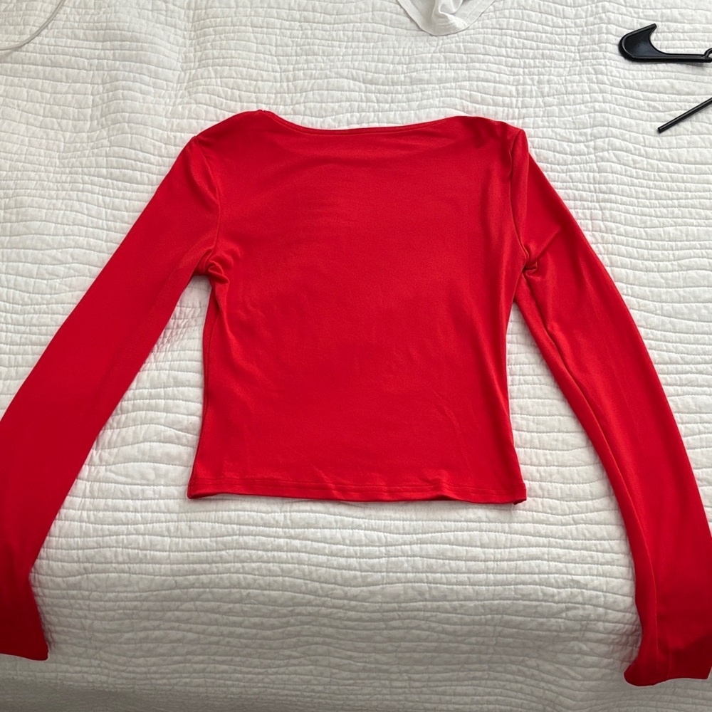 SHEIN Vibrant Red Long Sleeve Blouse